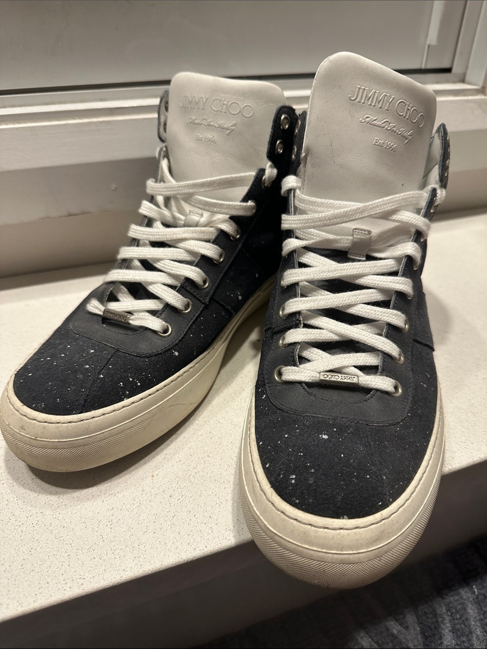Jimmy Choo Black and White High-Top Sneakers